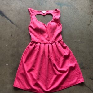 pink heart cut out dress